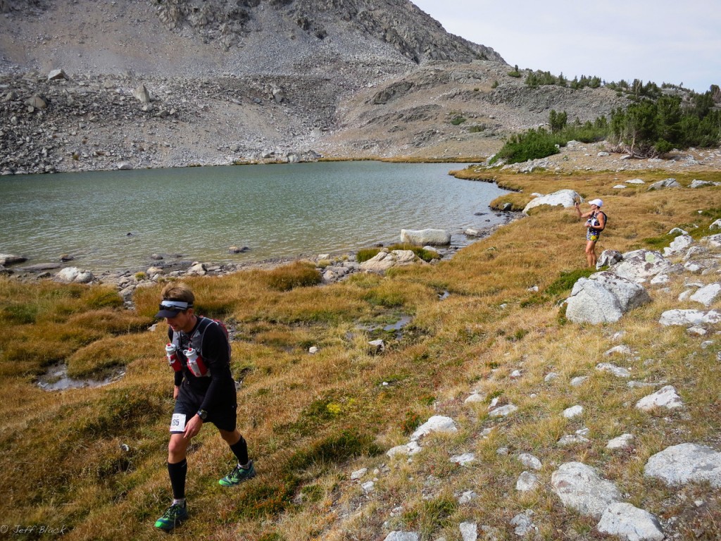 Unnamed lake below the pass, with Dave and Jenn.