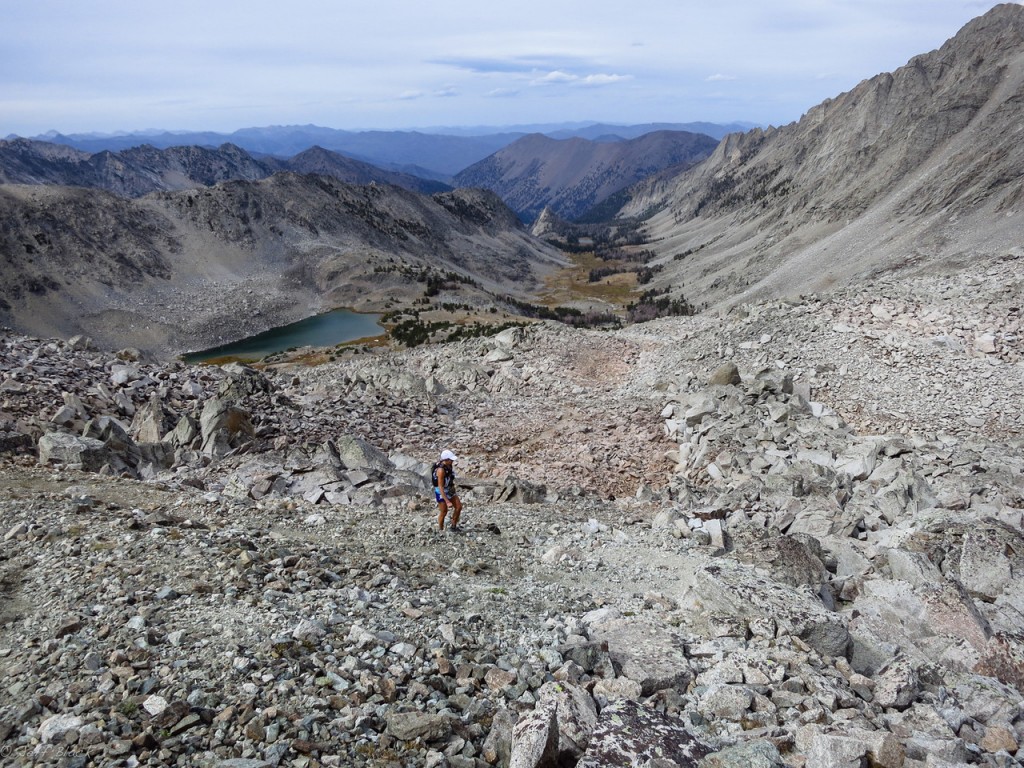 Looking back down Surprise Valley, Jenn Edwards right behind me.